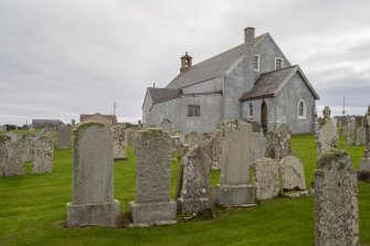 General view from north west showing graveyard setting