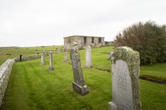 View from north east with  graveyard 