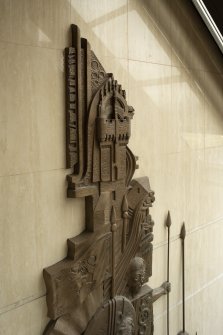 Scottish Amicable Insurance Company Office.  Foyer.  Third floor.  Detail of sculpture by the artist Charles Anderson.