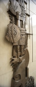 Scottish Amicable Insurance Company Office.  Foyer.  Second floor.  Detail of sculpture by the artist Charles Anderson.