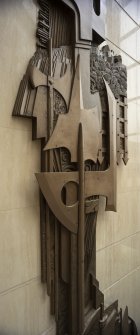 Scottish Amicable Insurance Company Office.  Foyer.  First floor.  Detail of sculpture by the artist Charles Anderson.