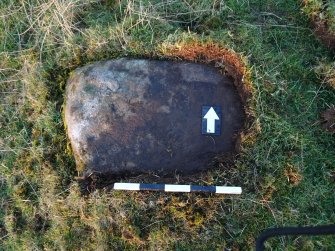 Digital photograph of perpendicular to carved surface(s), from Scotland's Rock Art project, Hill of Avochie, 3, Perth And Kinross