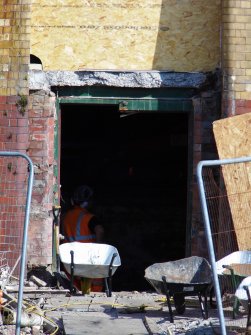 Site photograph, Station building refurbishment progress with main access stair removal, Granton Gasworks, Edinburgh, Scotland