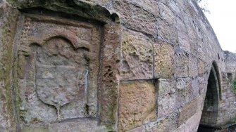 Extract from video of armorial panel, ascribed to James Beaton, Archbishop of St. Andrews, 1522-1538, located on the NE face of Dairsie, Bridge, Fife.