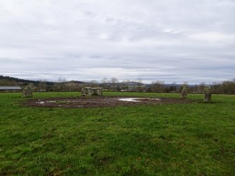 Digital photograph of panorama, from Scotland's Rock Art project, Rothiemay, 1, Moray
