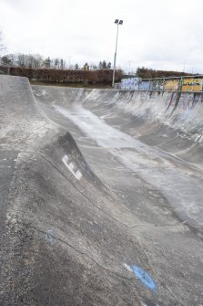 Skate Park.  View of east capsule and 'E', from north west.