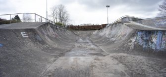 Skate Park.  View of east capsule and 'E', from north west.