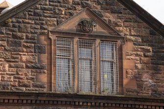 Whiteinch Burgh Halls.  Detail of windows on south gable.