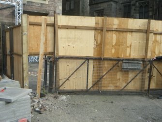 Evaluation photograph, Access gate to site, India Buildings, Victoria Street, Edinburgh