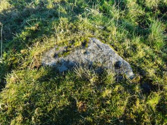 Digital photograph of panel before cleaning, from Scotland's Rock Art project, Hill Of Avochie, 2, Aberdeenshire
