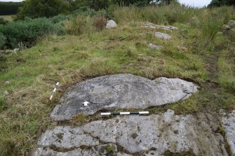 Digital photograph of panel in context with scale, from Scotland's Rock Art project, Midton, 1, Highland