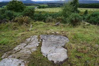 Digital photograph of panel in context with scale, from Scotland's Rock Art project, Midton, 1, Highland