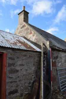 Standing Building Survey photograph, Junction barn (left) with house (right), Netherhills Croft, Fisherie, Turriff, Aberdeenshire