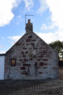 Standing Building Survey photograph, House West gable with W12 and chimney F2, Netherhills Croft, Fisherie, Turriff, Aberdeenshire