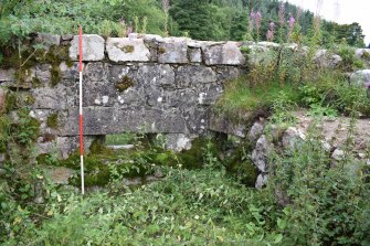 Standing Building Survey photograph, South wall interior with F1 (centre), Land to West of Mergie House, Rickarton, Stonehaven