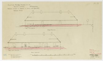 Drawing showing elevations and ground works of building for Rosyth Housing Scheme. 	