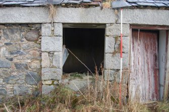 Standing Building Survey photograph, S elevation W2 between D1 (right) and D2 (left), Former Milking Parlour and Bothy, Keithhall Estate, Inverurie