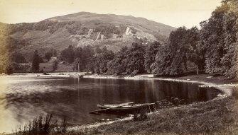 Page 4v/1  Photograph insc: 'Loch Lomond - Camstraddan bay & slate quarry - looking south'
Photograph Album 109  G M Simpson of Australia's Album