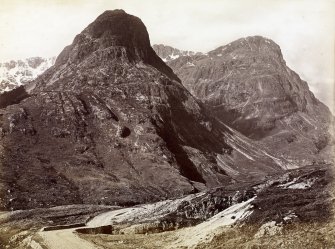 Page 34v/1 View of Sisters and bridge; 'Glencoe - near bridge of three waters'
Photograph Album 109  GM Simpson of Australia's Album