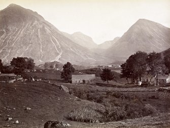 Page 35/2  'Glencoe - looking up', cottage, farm buildings and Achnacon in the distance.
Photograph Album 109  GM Simpson of Australia's Album