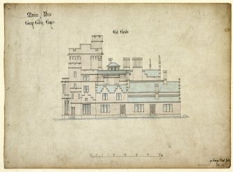 Dundee, Castleroy.
Drawing showing East elevation.
Titled: 'Mansion House for George Gilroy Esquire'.
Insc:'72 George Street, Perth 25/2/67'