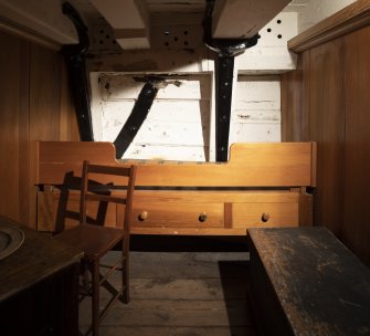 Interior. Lower Deck. View of officers cabin, bracing and iron knees visible