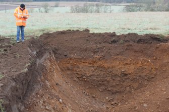Watching Brief photograph, Depth of test pit, Loak Farm, Bankfoot, Perth and Kinross