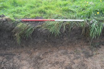 Evaluation photograph, Trench 8, Representative section, Taken from NNW, Cathkin Road, Carmunnock, Glasgow