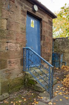 Old Monkland Parish Church.  View of outbuilding showing decorative hand rail, from south west.