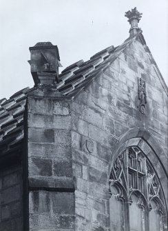 Corstorphine Parish Church, Edinburgh, view of sundial on buttress of South Transept