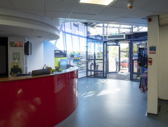 Xcite Livingston Leisure Centre.  View of entrance area showing reception desk.