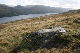 Digital photograph of panel in context without scale, from Scotland's Rock Art Project, Cloanlawers 1, Loch Tay, Perth and Kinross