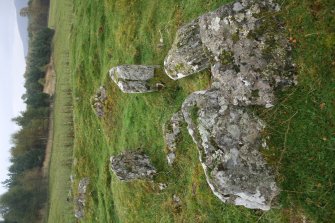 View of chambered cairn.