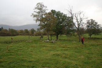 View of chambered cairn.