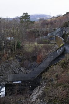 Earlstoun Dam. View of fixed spillway from north