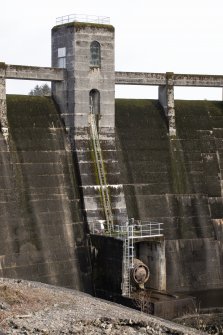 Carsfad Dam. View of needle valve house on dam