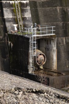 Carsfad Dam. Detail of needle valve (outlet) at foot of dam