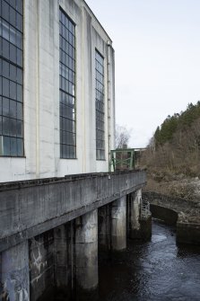 Carsfad Hydro Electric Power Station, Turbine House. View from south west of tailrace area