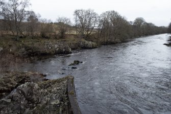 Carsfad Hydro Electric Power Station, Turbine House. View of tailrace as it runs into the Water of Ken