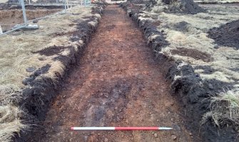 Trial Trench Evaluation Photograph, Post-excavation trench showing natural coverage, A9 Dualling - Tomatin to Moy, Highland