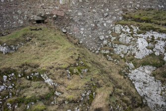 Hume Castle - view of exterior of north wall from the NNW