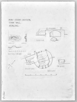 Drawing showing plans and section of gun-loop.