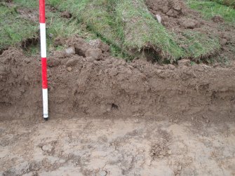 Evaluation photograph, South-west facing section taken from SW (Trench 7), Knockroom Farm, Cumnock, East Ayrshire