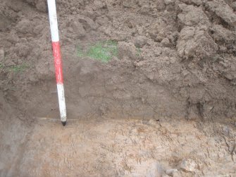 Evaluation photograph, South-east facing section taken from SE (Trench 24), Knockroom Farm, Cumnock, East Ayrshire