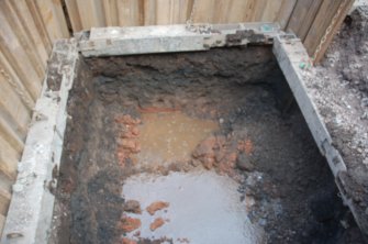 Watching Brief photograph, General view during excavation manhole 4 trench (Main Street from E), Campbeltown Flood Relief Sewer, Argyll and Bute