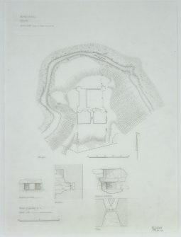 Site plan; Gun loop, external elevation, internal elevation, section and plan.
Insc: 'Boyne Castle'.