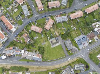 Aerial view of Mid- to Late C20 (Barefoots), Victorian Expansion and Inter-War (Hurkur Crescent and Schools) Areas of Townscape Character, Eyemouth