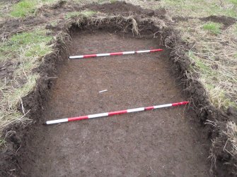 Trial Trench Evaluation photograph, Gravel path south of vinery taken from S, Walled Garden, Dumfries House, Cumnock, East Ayrshire