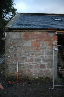 Survey photograph, Bothy, NE corner showing build line of building extension taken from N, Walled Garden, Dumfries House, Cumnock, East Ayrshire