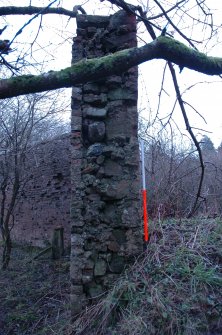 Survey photograph, View showing construction of south end east wall taken from SW, Walled Garden, Dumfries House, Cumnock, East Ayrshire